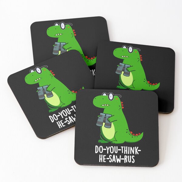 Item preview, Do-you-think-he-saw-rus Funny Dinosaur Puns (Dark BG) designed and sold by punnybone.
