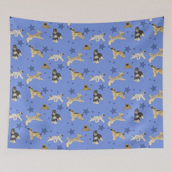 Item preview, Afghan Hounds Stars Blue designed and sold by Ashley Gagnon.