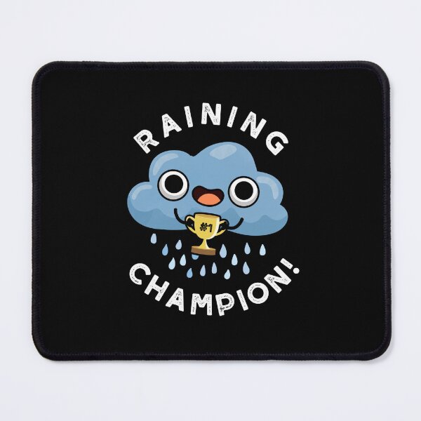 Item preview, Raining Champ cute Weather Rain Cloud Pun (Dark BG) designed and sold by punnybone.