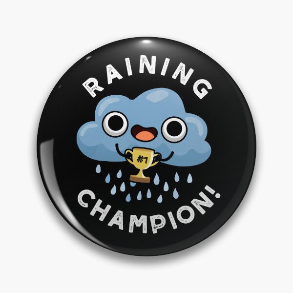 Item preview, Raining Champ cute Weather Rain Cloud Pun (Dark BG) designed and sold by punnybone.