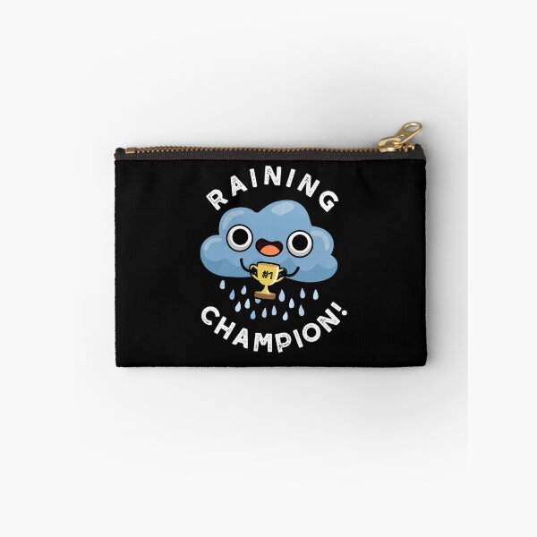 Item preview, Raining Champ cute Weather Rain Cloud Pun (Dark BG) designed and sold by punnybone.