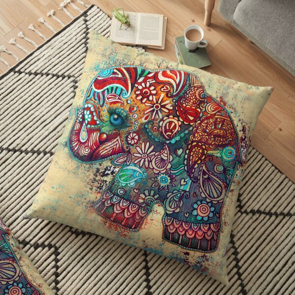 23 x 23 Square Floor Pillow Kess InHouse Mmartabc Exotic Pattern Multicolor Black Illustration 23 x 23 Square Floor Pillow Kess InHouse Mmartabc Exotic Pattern Multicolor Black Illustration