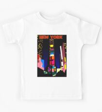 NEW YORK : Vintage Time Square Abstract Tourism Print Kids Tee