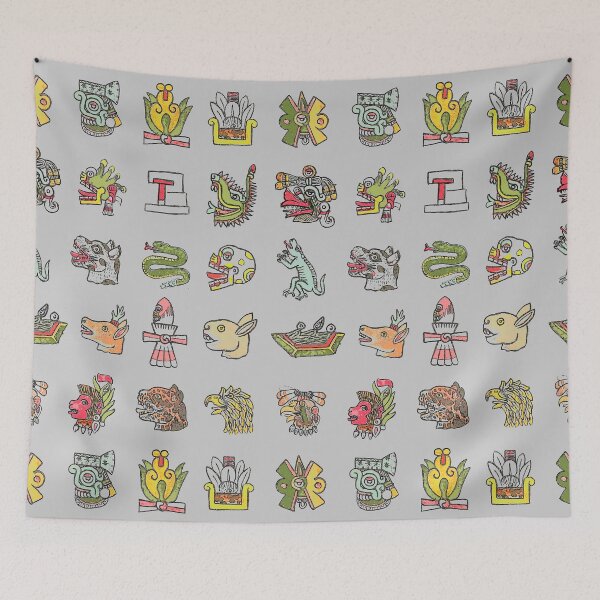 Item preview, Aztec Sun Stone glyphs - In color designed and sold by mixMixtli.