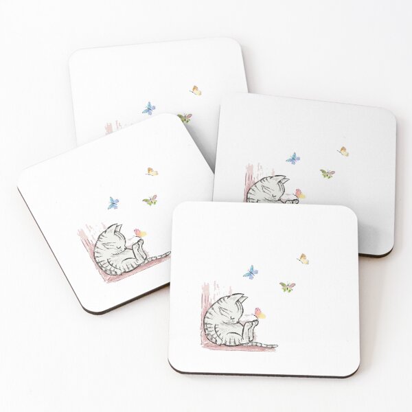 Item preview, Lovely Cat Sleep with Butterfly designed and sold by Pixel4Art.
