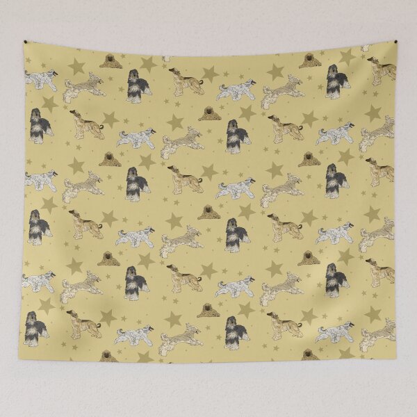 Item preview, Afghan Hounds Stars Yellow designed and sold by Ashley Gagnon.