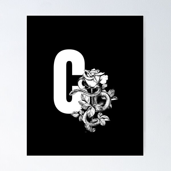 Item preview, C Botanical Monogram. Peony snake floral letter designed and sold by Emotionsy.