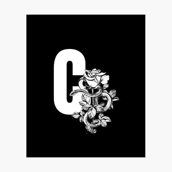 Item preview, C Botanical Monogram. Peony snake floral letter designed and sold by Emotionsy.