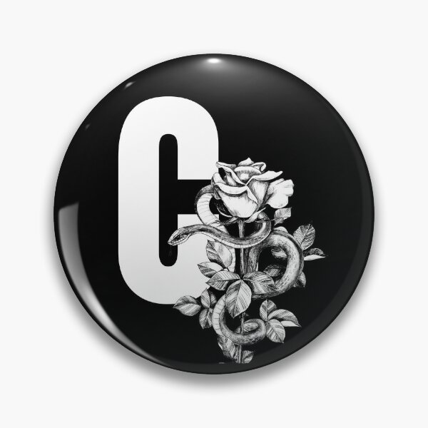 Item preview, C Botanical Monogram. Peony snake floral letter designed and sold by Emotionsy.