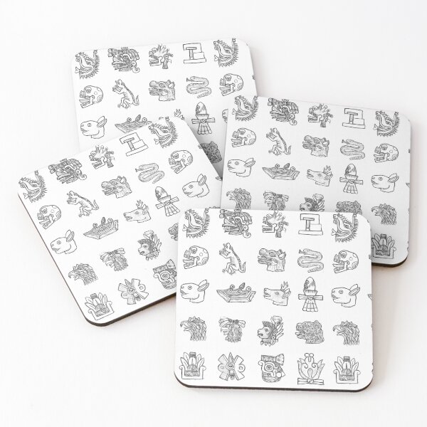 Item preview,  Aztec Sun Stone glyphs - B&W designed and sold by mixMixtli.
