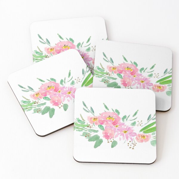 Item preview, hand painted pink orange watercolor flower designed and sold by ColorandColor.