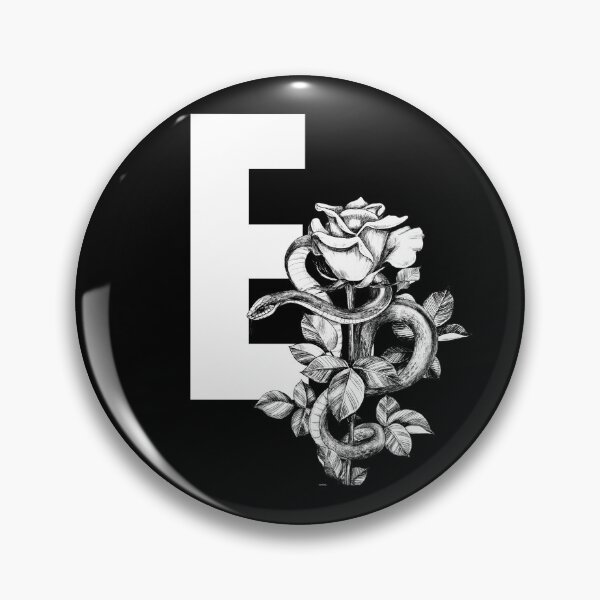 Item preview, E Botanical Monogram. Peony snake floral letter designed and sold by Emotionsy.