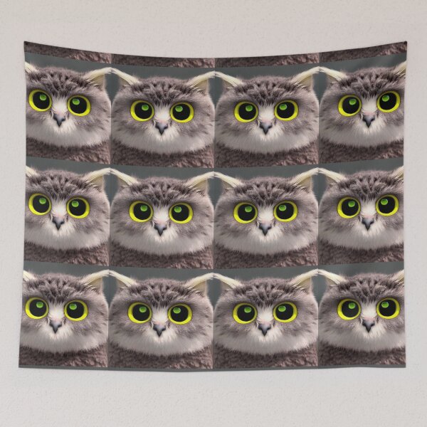 Item preview, Cute Innocent Meowl Hybrid Fluffy Cat Owl designed and sold by Cawaiico.