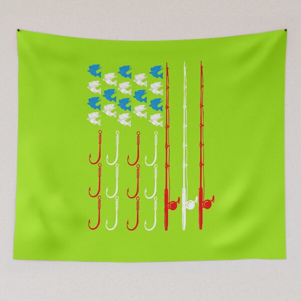 Item preview, USA Fishing Rod & Hook American Flag T-shirt designed and sold by jetz212.