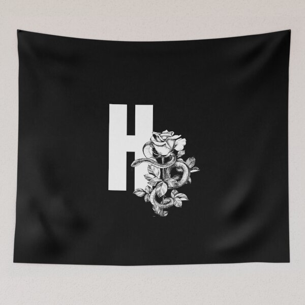 Item preview, H Botanical Monogram. Peony snake floral letter designed and sold by Emotionsy.