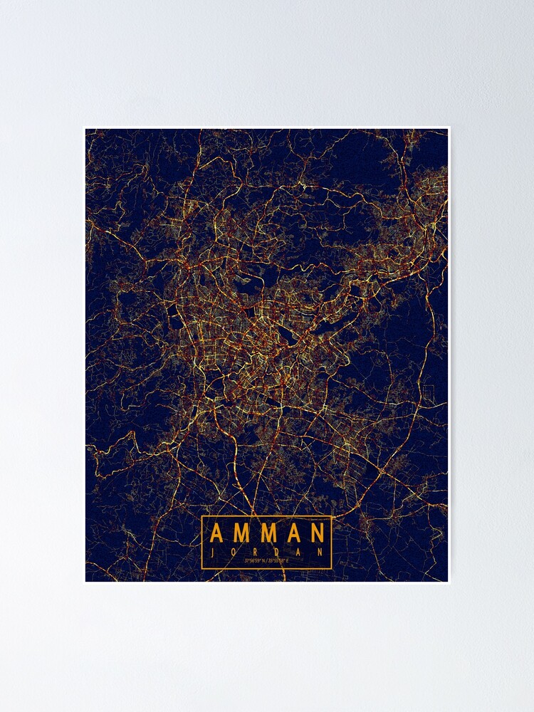 Amman Jordan Map City At Night Poster For Sale By DeMAP Redbubble   Fposter,small,wall Texture,product,750x1000 