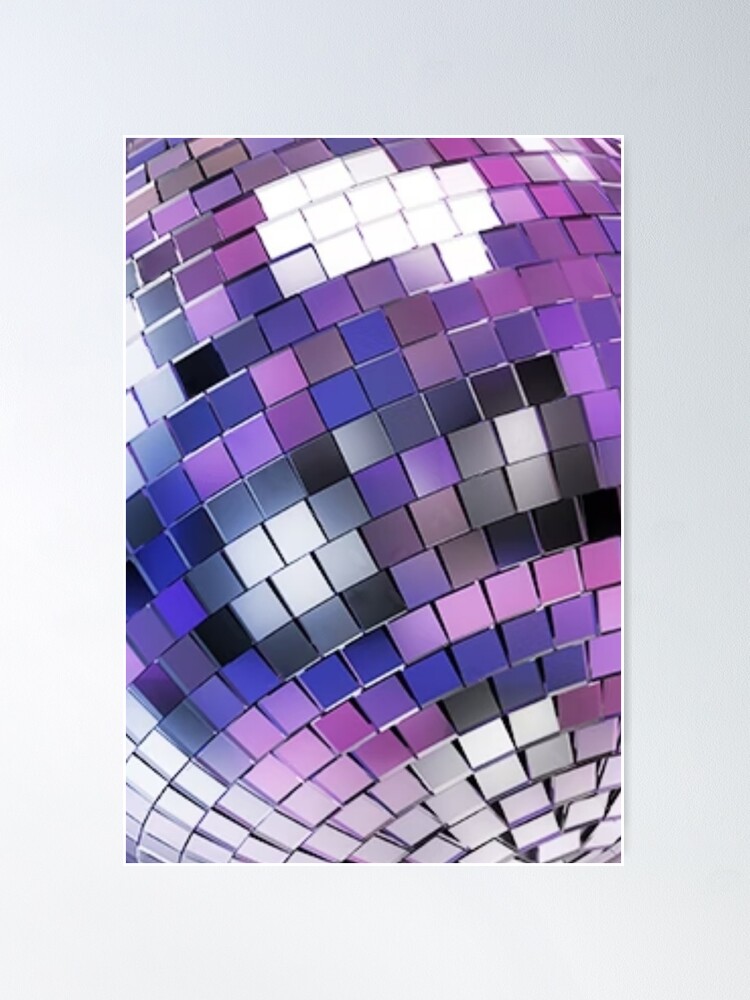 Disco ball rainbow squares disco fever boogie dance 70s club disco party  retro checkered bathroom tile Poster for Sale by weird83