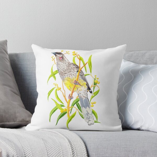 Item preview, Red Wattlebird and yellow wattle flowers designed and sold by Zoya Makarova.