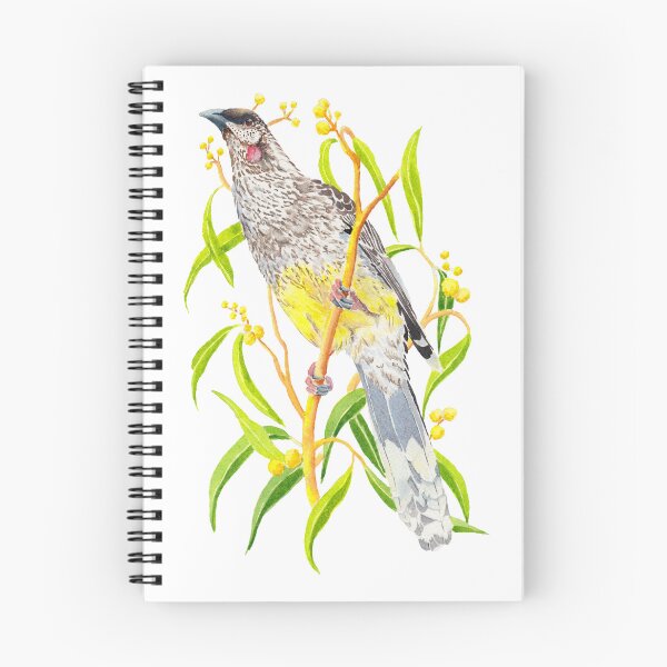 Item preview, Red Wattlebird and yellow wattle flowers designed and sold by Zoya Makarova.