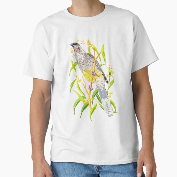 Aperçu de l'œuvre Wattlebird rouge et fleurs d'acacia jaune créée et vendue par Zoya Makarova.