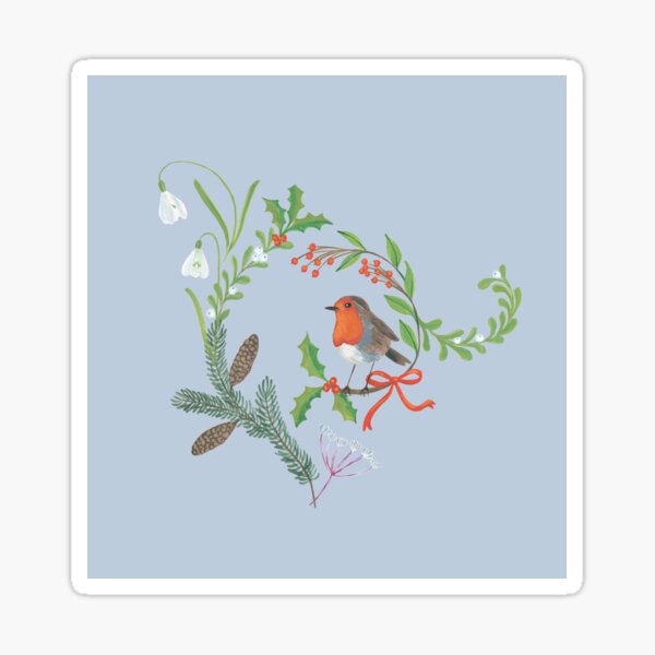 Christmas Chintz with Robin - Traditional chintz by Cecca Designs Sticker