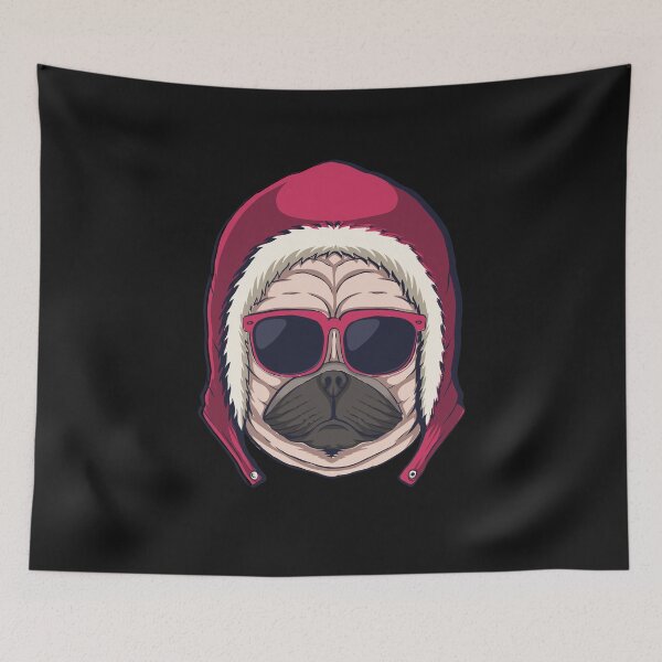 Item preview, Pug Dog wearing Christmas Cap Funny illustration  designed and sold by garniturex.