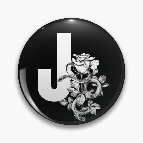 Aperçu de l'œuvre Monogramme botanique J. Lettre florale serpent pivoine créée et vendue par Emotionsy.