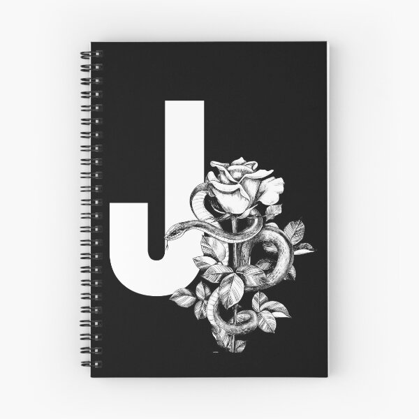 Aperçu de l'œuvre Monogramme botanique J. Lettre florale serpent pivoine créée et vendue par Emotionsy.