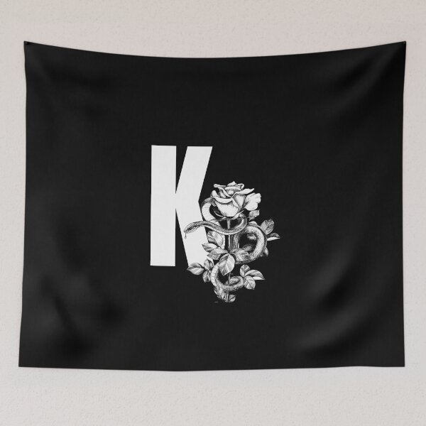 Item preview, K Botanical Monogram. Peony snake floral letter designed and sold by Emotionsy.