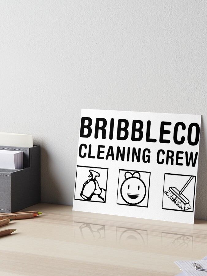 Roblox Cleaning Simulator Cleaning Crew Art Board Print By - roblox mmm chezburger baby one piece by jenr8d designs redbubble