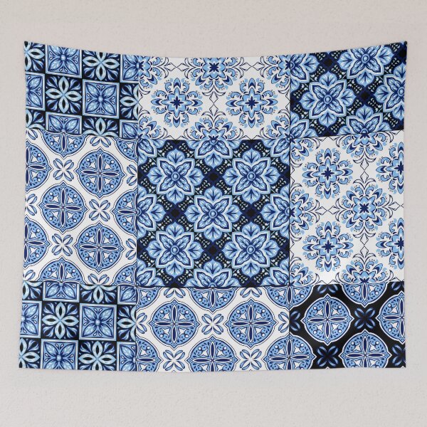 Item preview, Blue shades nordic patchwork designed and sold by reka88.