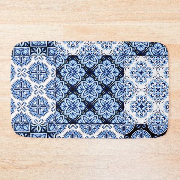 Item preview, Blue shades nordic patchwork designed and sold by reka88.