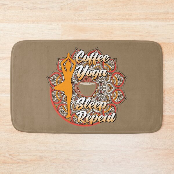 Item preview, Coffee Yoga Sleep Repeat Manala Background designed and sold by More-dan-Prints.