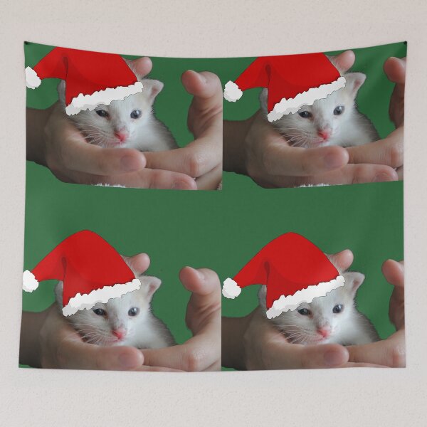Item preview, Christmas Kitten Cat Closeup in a Hand, Meowy Catmas Cat Christmas Tree Xmas Girls Boys Funny Santa designed and sold by DiensDesign.
