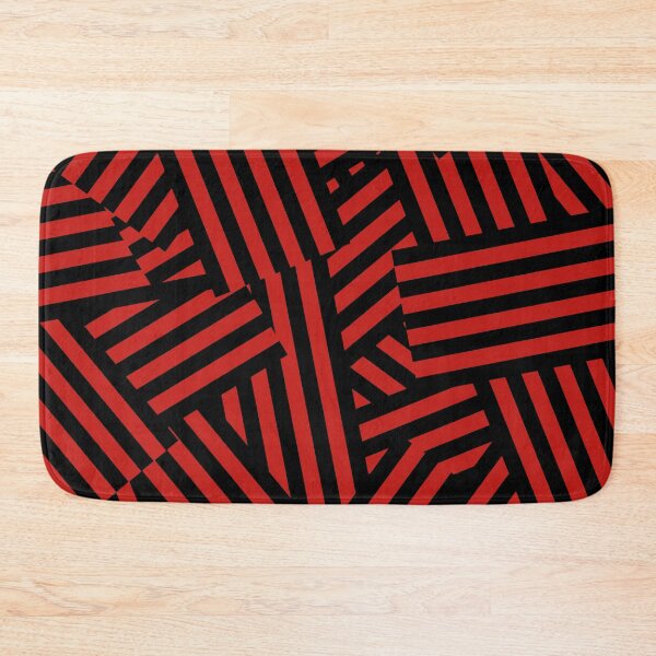 Item preview, Red and black geometric stripes patchwork designed and sold by reka88.