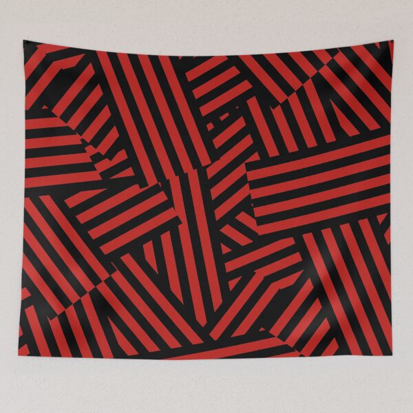 Item preview, Red and black geometric stripes patchwork designed and sold by reka88.