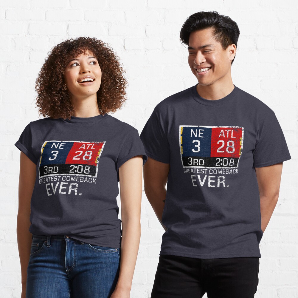 : New England 3, Atlanta 28 - Camiseta gráfica Greatest Comeback  Ever, Negro, S : Ropa, Zapatos y Joyería