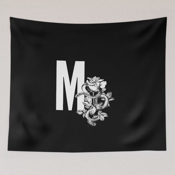 Item preview, M Botanical Monogram. Peony snake floral letter designed and sold by Emotionsy.