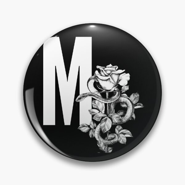 Item preview, M Botanical Monogram. Peony snake floral letter designed and sold by Emotionsy.