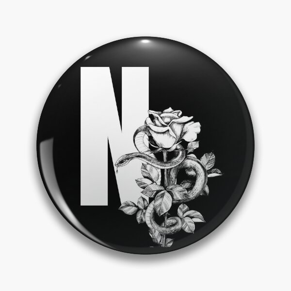 Item preview, N Botanical Monogram. Peony snake floral letter designed and sold by Emotionsy.
