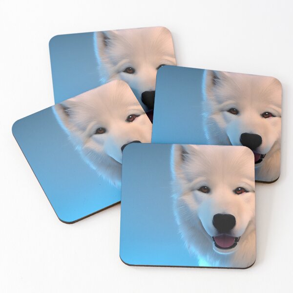 Item preview, White Samoyed dog portrait - neon light #6 designed and sold by supeart.