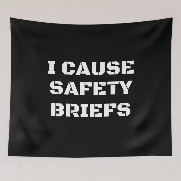 Item preview, Vintage I Cause Safety Brief White Bold Typography  designed and sold by garniturex.