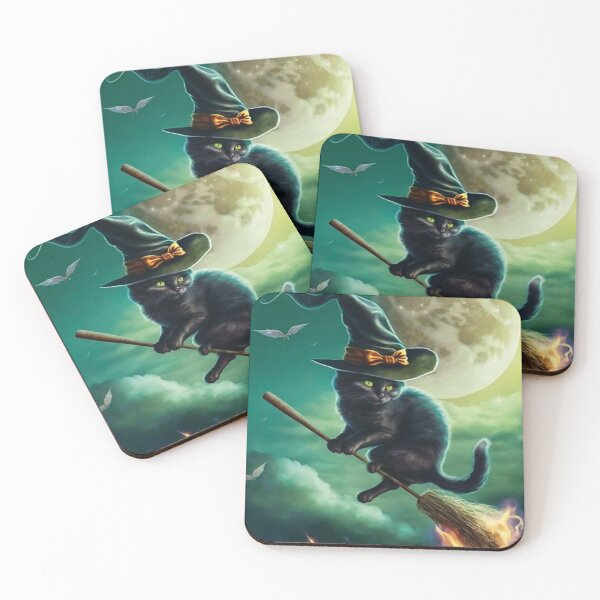 Item preview, Magical Cat Flying on Her Broomstick designed and sold by MyMagicalPlace.