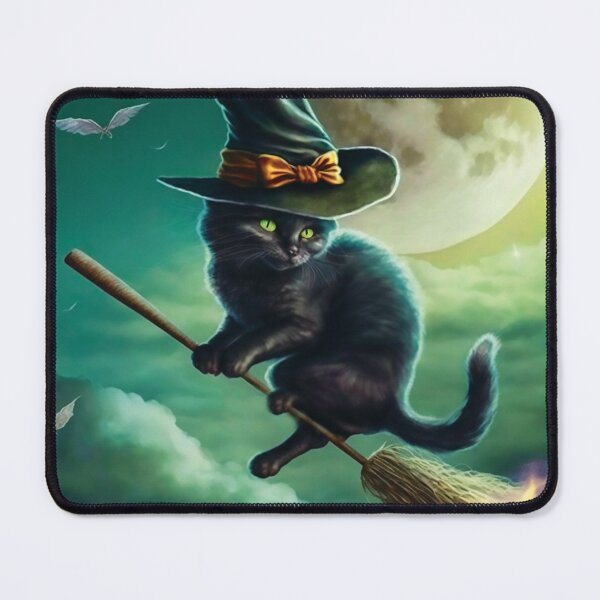Item preview, Magical Cat Flying on Her Broomstick designed and sold by MyMagicalPlace.