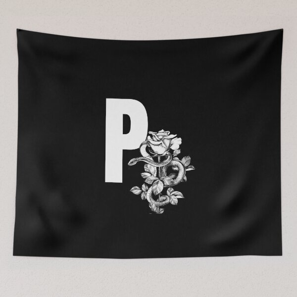 Item preview, P Botanical Monogram. Peony snake floral letter designed and sold by Emotionsy.