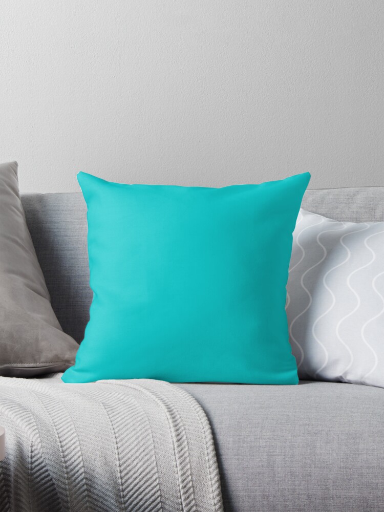 Thumbnail 1 of 4, Pillow, PLAIN SOLID DARK TURQUOISE-100 TURQUOISE AND AQUA BLUE SHADES ON OZCUSHIONS ON ALL PRODUCTS designed and sold by ozcushions.