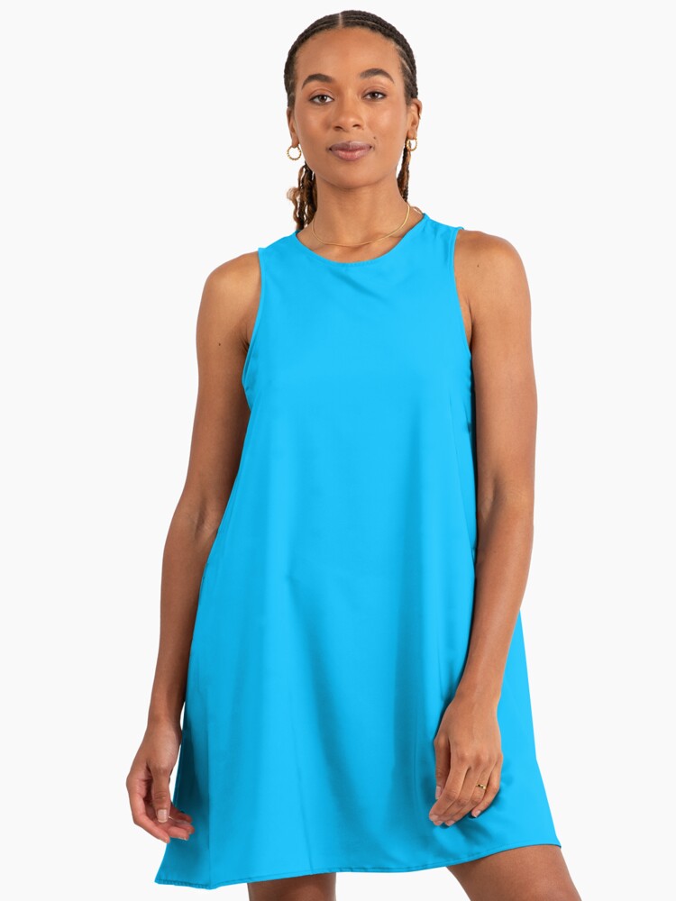 deep sky blue dress Wedtrend Women Sky Blue Wedding Guest Dress A Line Spaghetti Straps  Backless Pleated Chiffon Tea-Length Bridesmaid Dress – WEDTREND main image 0