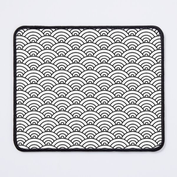 Grand tapis de souris japonais - Motif vague de mer - Noir - 3 mm