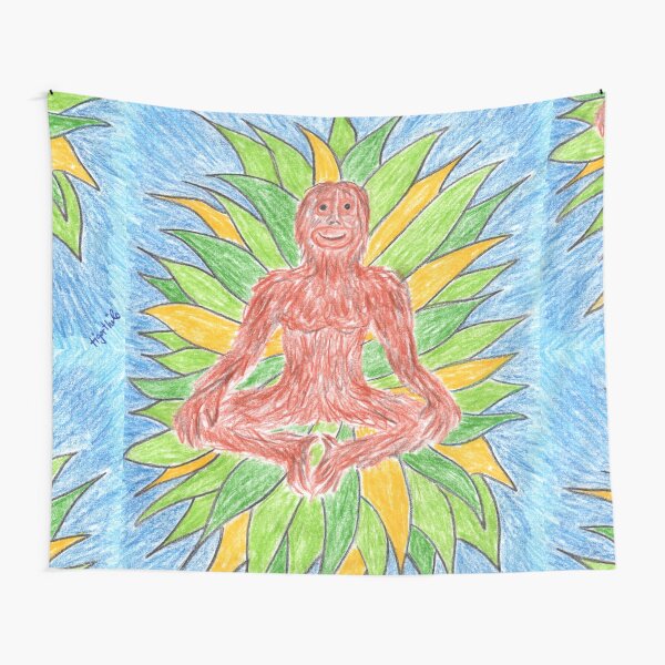 2412 - Meditating Ape in Crown of Leaves Wandbehang