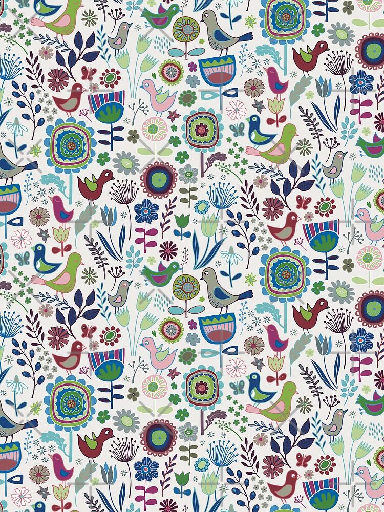 Birds and Blooms - Iznik - Pretty Floral Bird Pattern by Cecca Designs by Cecca-Designs